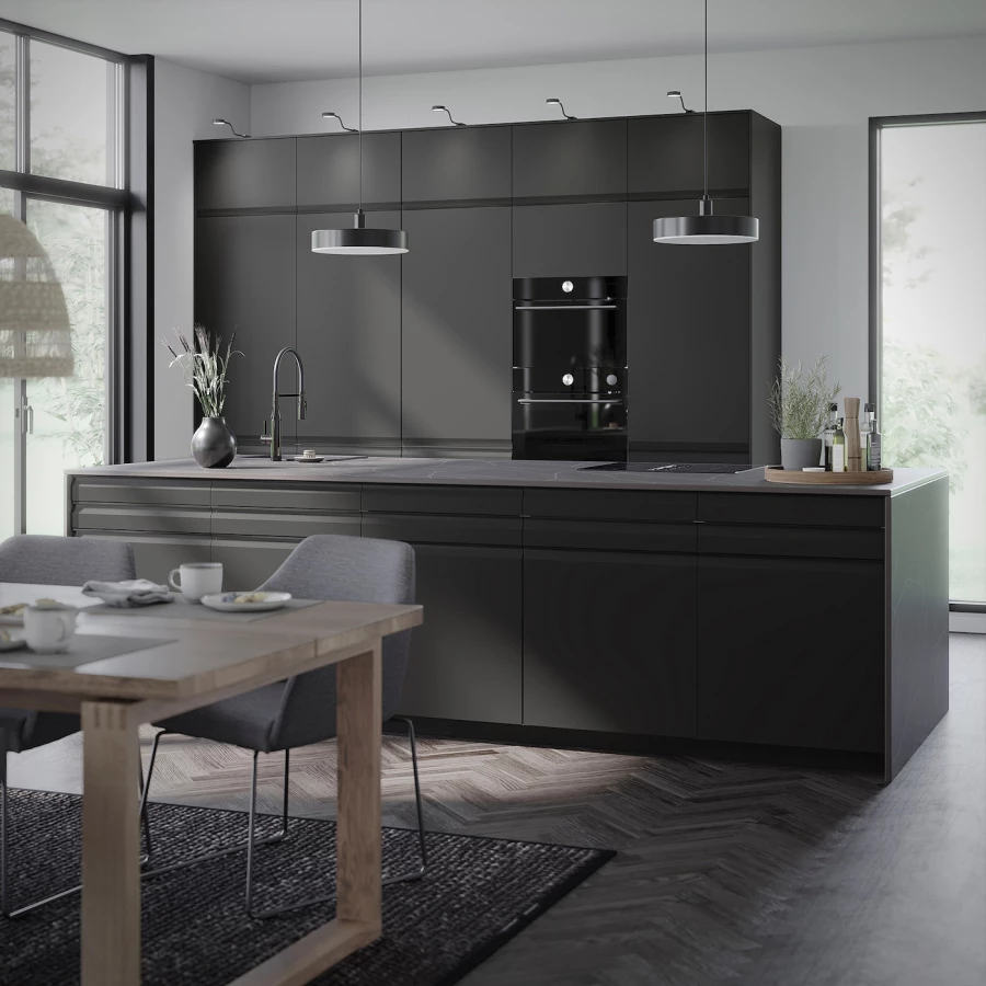 Высокий шкаф/бытовой - IKEA METOD/МЕТОД ИКЕА, 60х60х240  см, черный (изображение №3)
