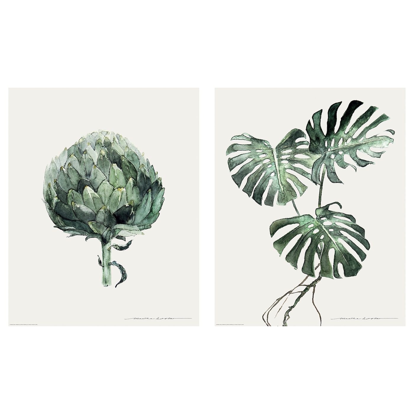Постер, 2 шт. - IKEA BILD, 40х50 см, «Зеленые листья», БИЛЬД ИКЕА