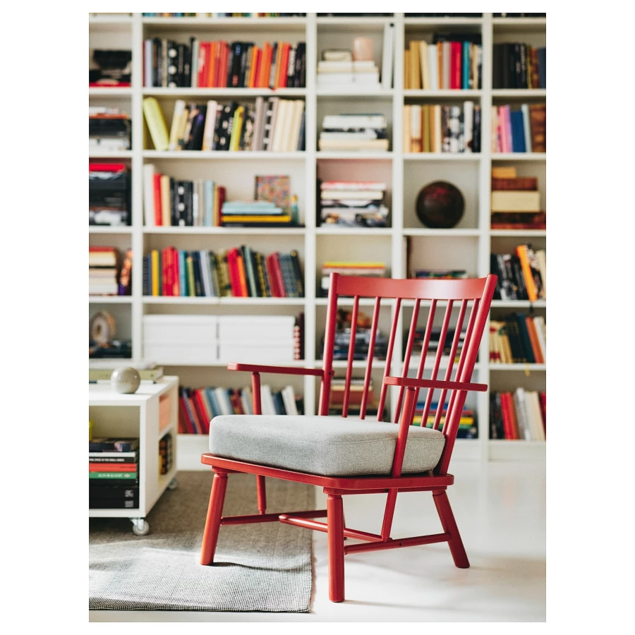Кресло - IKEA PERSBOL, 69х70х84 см, коричнево-красный/серый, ПЕРСОБОЛ ИКЕА (изображение №5)