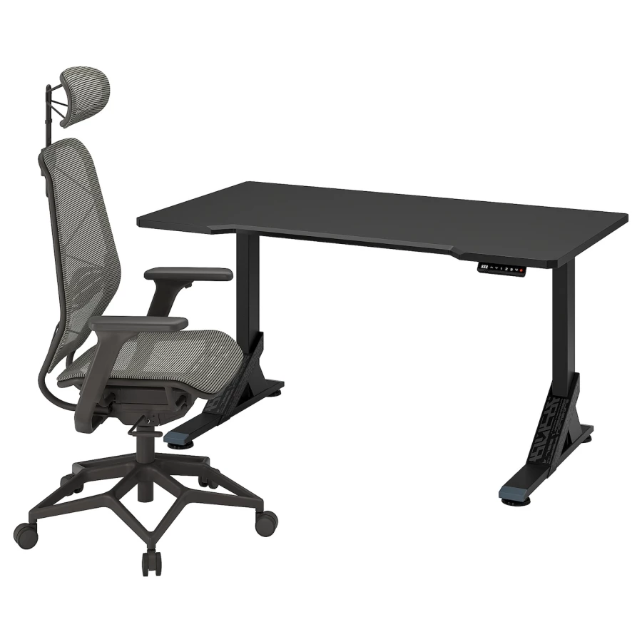 Игровой стол и стул - IKEA UPPSPEL/STYRSPEL, серый, 140х80 см, ИКЕА УППСПЕЛ/СТИРСПЕЛ (изображение №1)