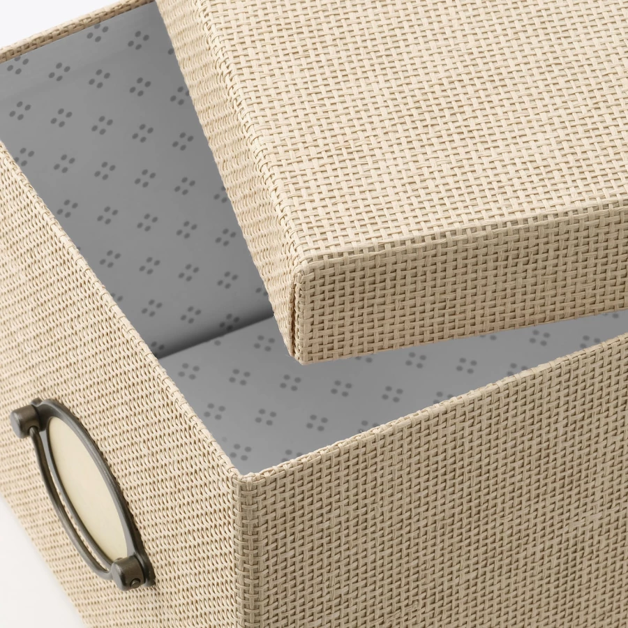 Коробка с крышкой - KVARNVIK IKEA/ КВАРНВИК ИКЕА, 25х18х15 см,  бежевый (изображение №2)