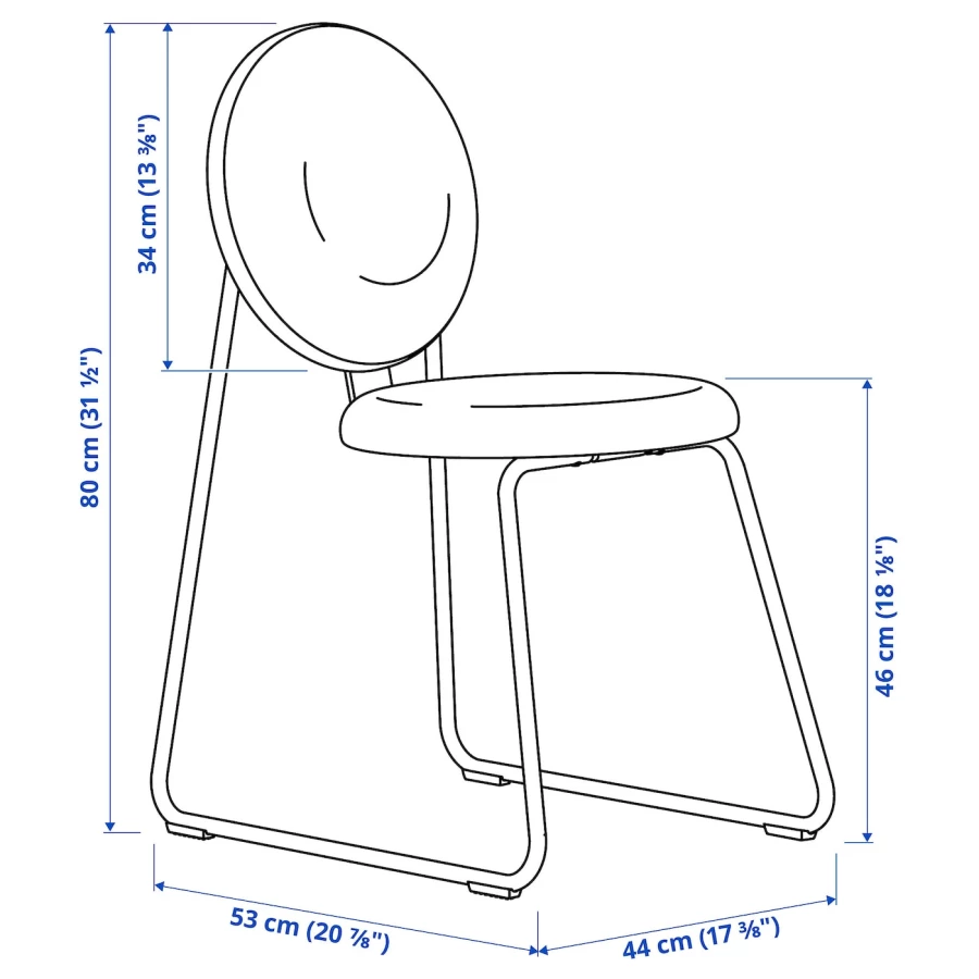 Стул - IKEA MÅNHULT/MANHULT, 80х44х53 см,темно-красный/черный, ИКЕА (изображение №5)