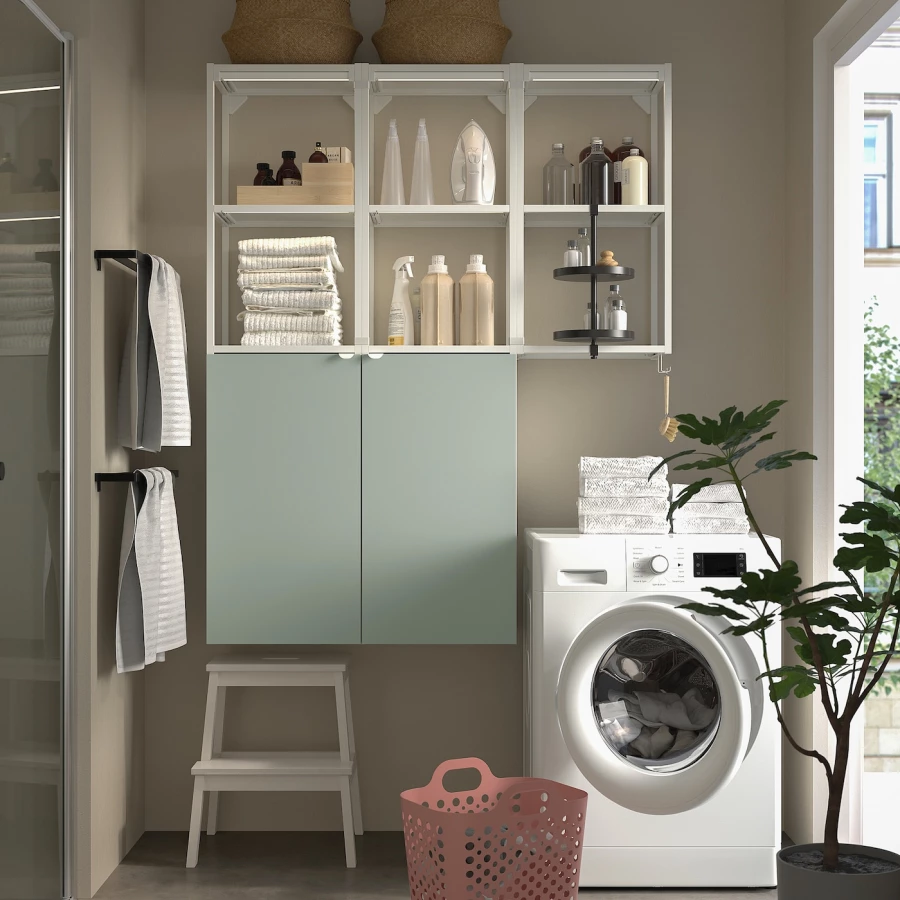 Комбинация для ванной - IKEA ENHET, 120х32х150 см, белый/серо-зеленый, ЭНХЕТ ИКЕА (изображение №3)