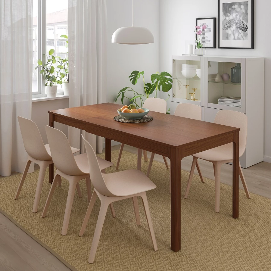Стол и 4 стула - IKEA EKEDALEN/ODGER/ЭКЕДАЛЕН/ОДГЕР ИКЕА, 120/180х80 см, коричневый/бежевый (изображение №3)