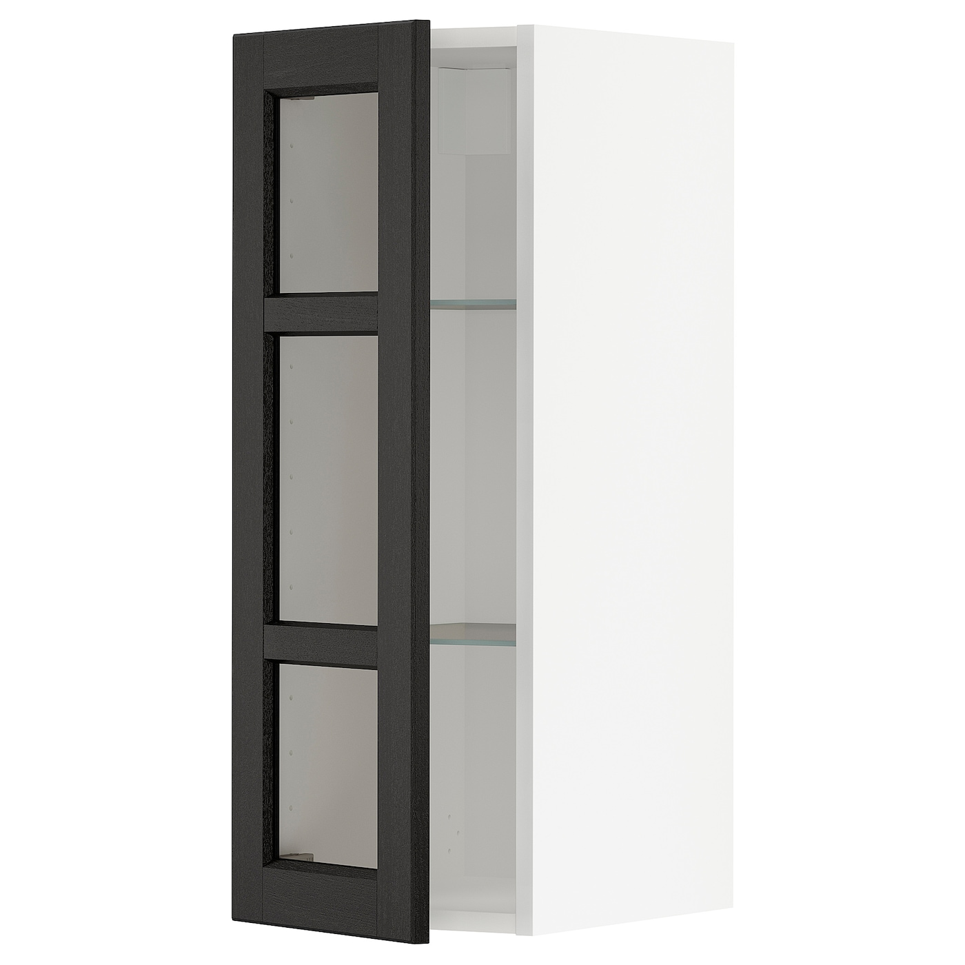 Шкаф со стеклянными дверцами  - METOD  IKEA/  МЕТОД ИКЕА, 80х30 см, черный/белый