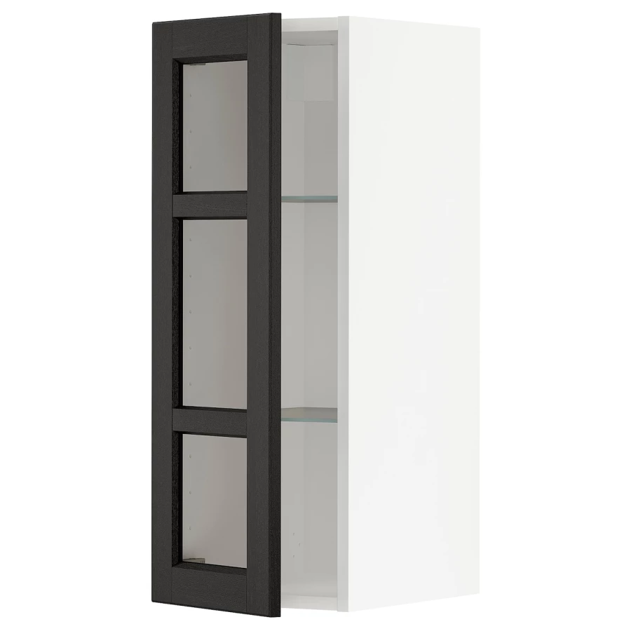 Шкаф со стеклянными дверцами  - METOD  IKEA/  МЕТОД ИКЕА, 80х30 см, черный/белый (изображение №1)