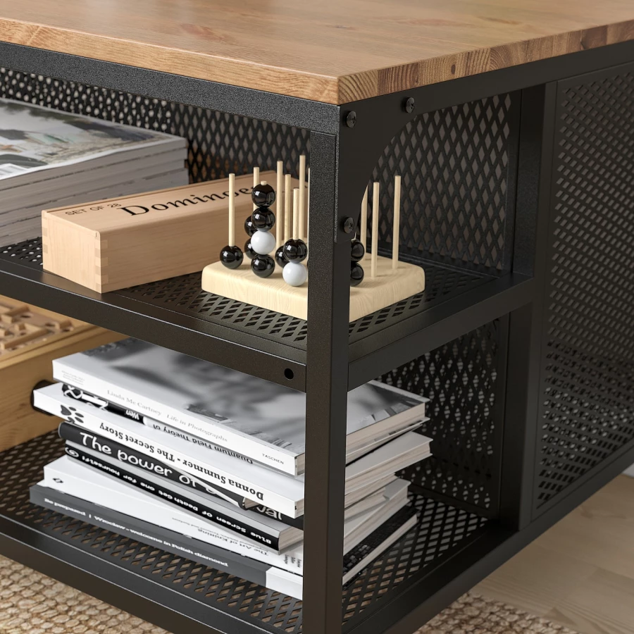 Журнальный стол - FJÄLLBO /FJАLLBO  IKEA/ ФЬЕЛЛЬБО ИКЕА, 68x68x48 см, черный/коричневый (изображение №5)