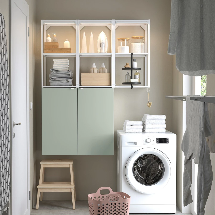 Комбинация для ванной - IKEA ENHET, 120х32х150 см, белый/серо-зеленый, ЭНХЕТ ИКЕА (изображение №4)