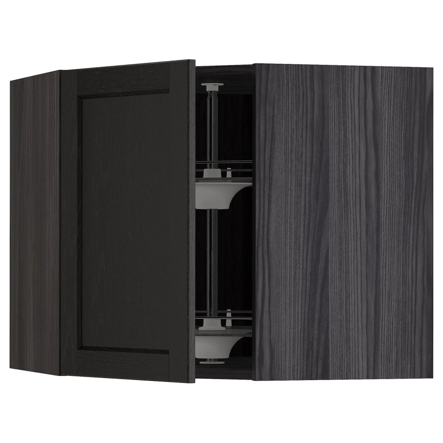 Угловой навесной шкаф с каруселью - METOD  IKEA/  МЕТОД ИКЕА, 60х68 см, черный (изображение №1)