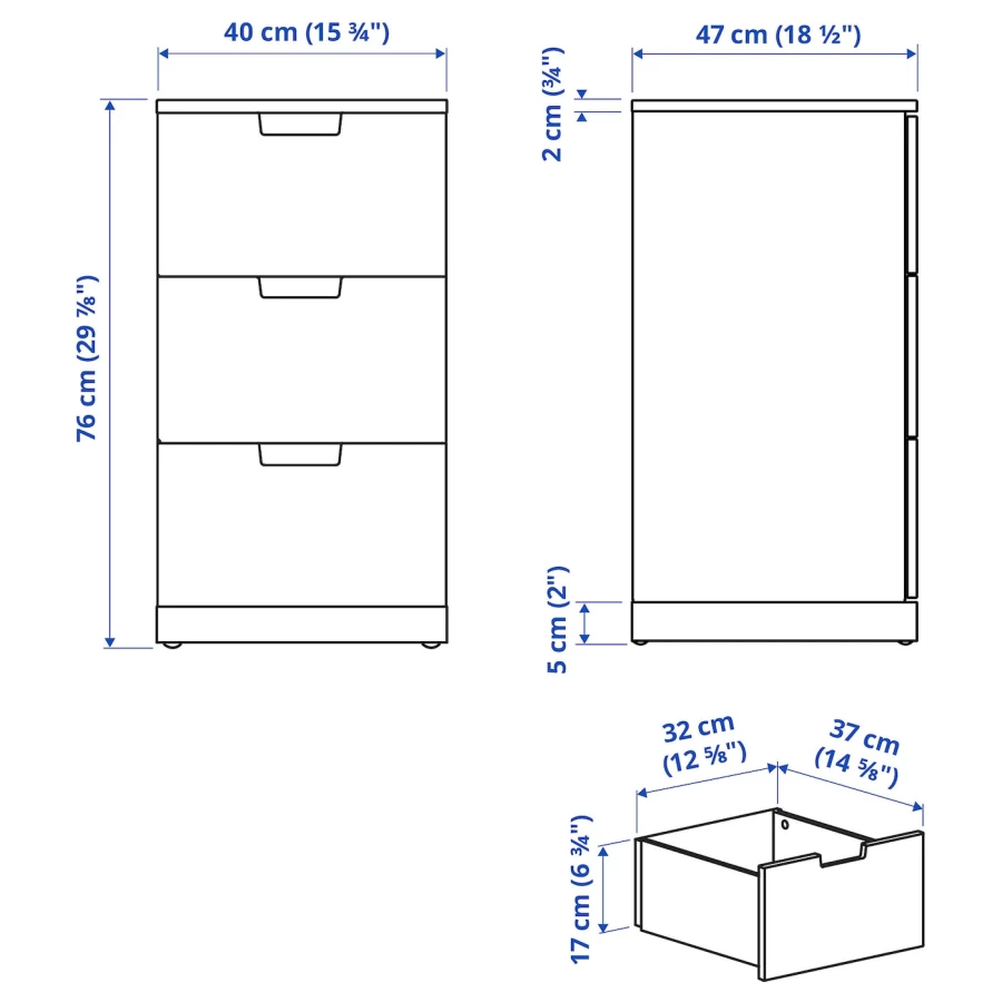 Тумба - IKEA NORDLI/НОРДЛИ ИКЕА, 47х40х76 см, белый (изображение №5)