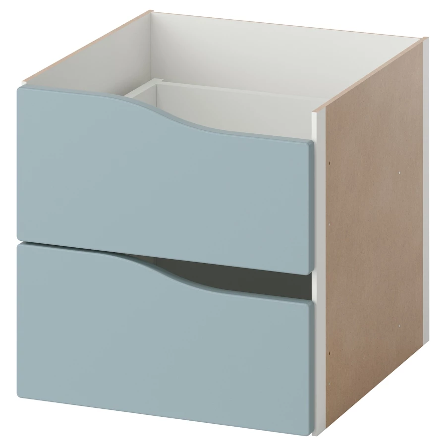 Вставка с дверцей - KALLAX IKEA/КАЛЛАКС ИКЕА, 33х33 см, голубой/белый (изображение №1)