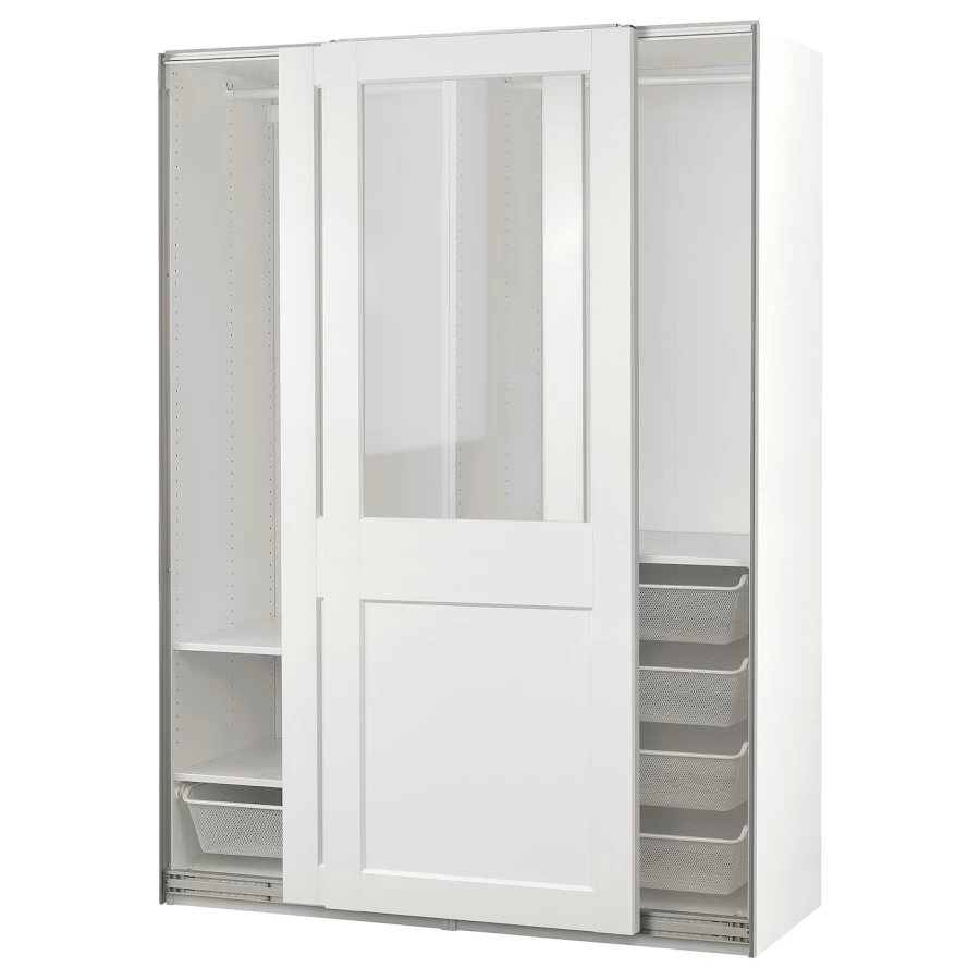 Шкаф-купе - PAX / GRIMO IKEA/ ПАКС/ ГРИМО ИКЕА, 150x66x201 см, белый (изображение №1)