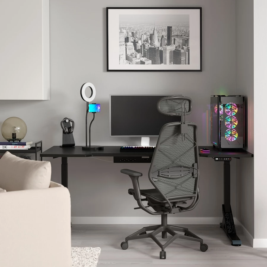 Игровой стол и стул - IKEA UPPSPEL/STYRSPEL, черный/серый, 180х80 см, УППСПЕЛ/СТИРСПЕЛ ИКЕА (изображение №2)