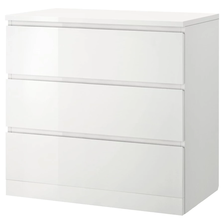 Комод - IKEA MALM/МАЛЬМ ИКЕА, 78х48х80 см, белый глянцевый (изображение №1)