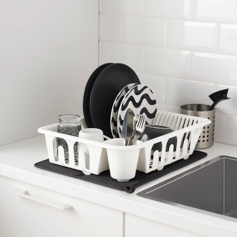 Коврик для сушки посуды - IKEA NYSKÖLJD/NYSKOLJD, 44х36 см, темно-серый, НЮХОЛИД ИКЕА (изображение №4)