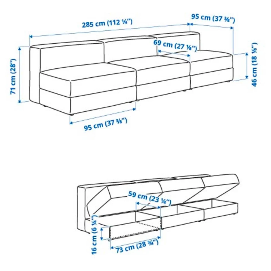 Трёхместный диван - IKEA JÄTTEBO 4/JATTEBO 4, 71x95x285см, темно-зеленый, ЙЕТТЕБО 4 ИКЕА (изображение №8)