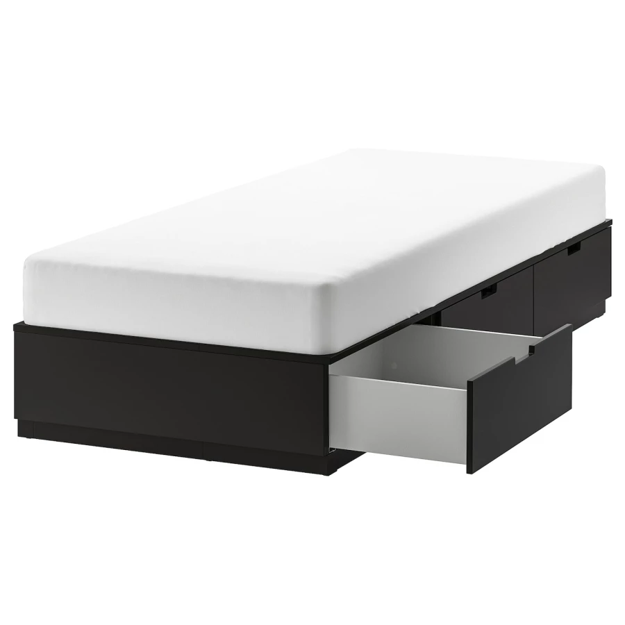 Каркас кровати с ящиками - IKEA NORDLI, 200х90 см, черный, НОРДЛИ ИКЕА (изображение №1)