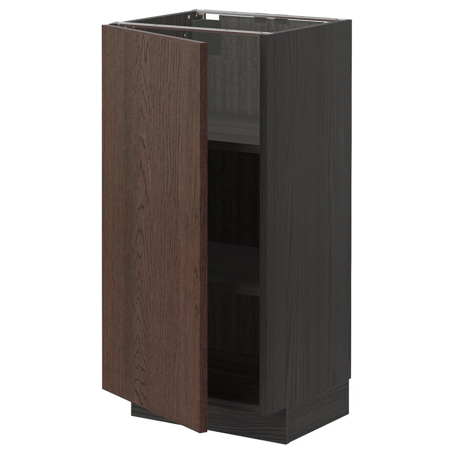 Напольный кухонный шкаф  - IKEA METOD, 88x39x40см, черный/темно-коричневый, МЕТОД ИКЕА (изображение №1)