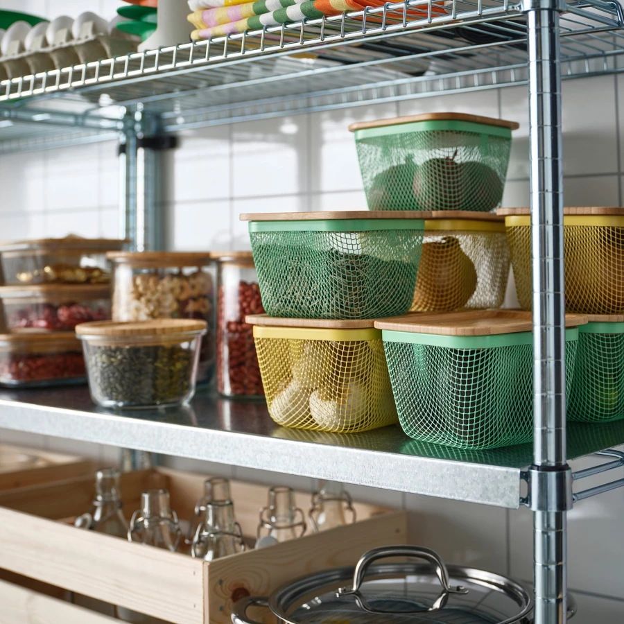 Корзина для продуктов IKEA 365+/ ИКЕА  365+, 14х14х10 см, желтый/зеленый (изображение №4)