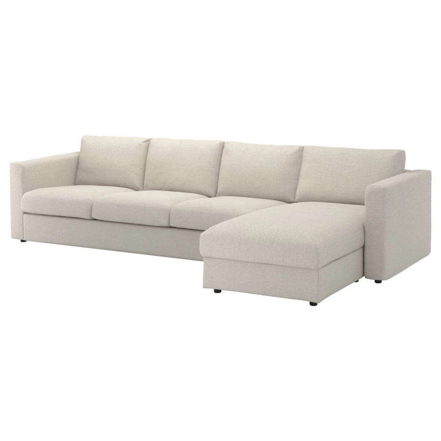 Угловой 4-местный диван с шезлонгом - IKEA VIMLE/ВИМЛЕ ИКЕА, 322х164х68 см, бежевый (изображение №1)