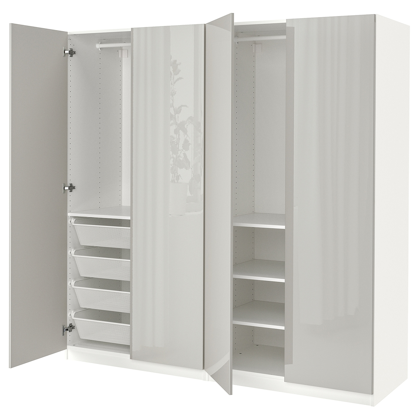 Платяной шкаф - IKEA PAX/FARDAL, 200x60x201 см, белый /глянцевый светло-серый ПАКС/ФАРДАЛЬ ИКЕА