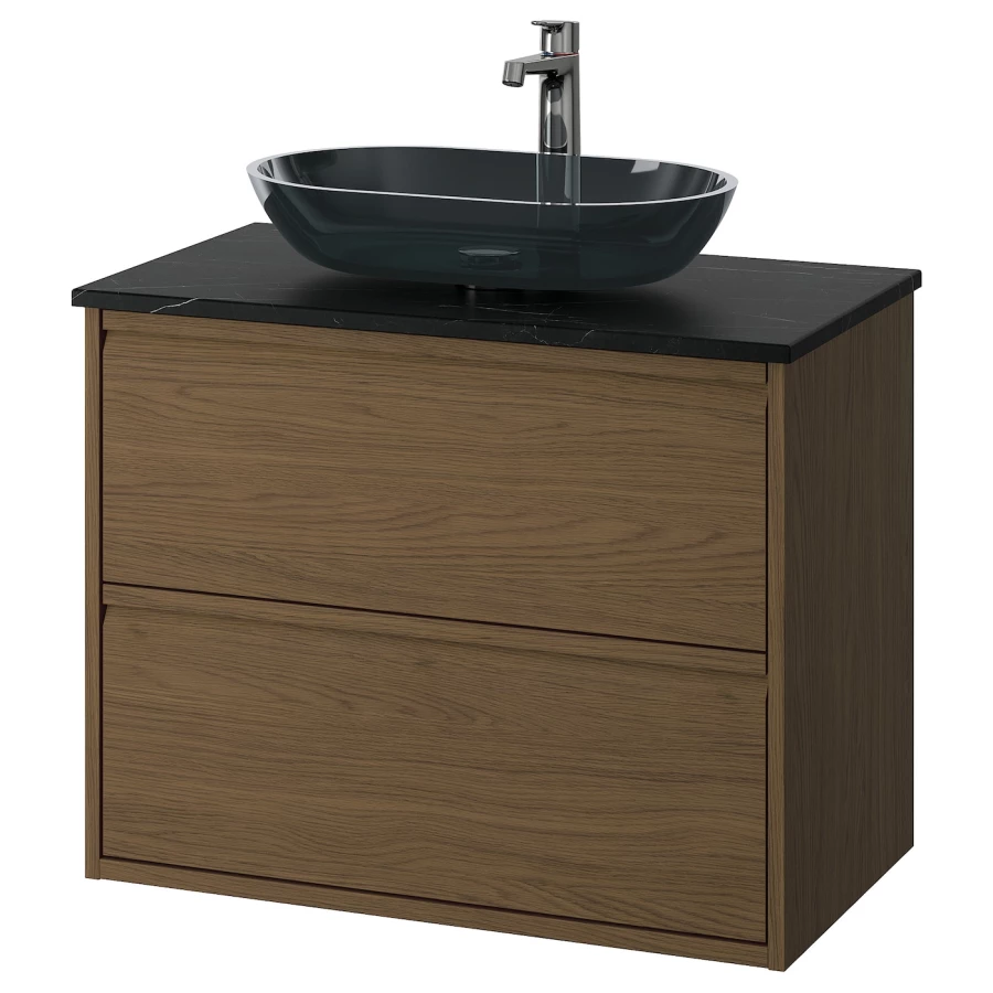 Тумба для ванной - ÄNGSJÖN / OXMYREN  /АNGSJОN/ IKEA/ ЭНГСЬЕН / ОКСМИРЕН ИКЕА,  82х77 см , черный/коричневый (изображение №1)
