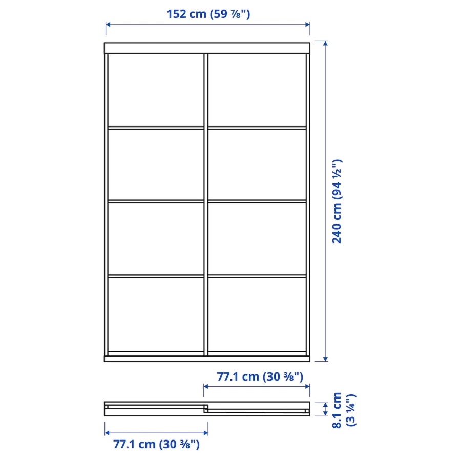 Пара раздвижных дверей - SKYTTA/MEHAMN IKEA/ СКЮТТА/ МЕХАМН ИКЕА, 152х240 см, бежевый (изображение №3)
