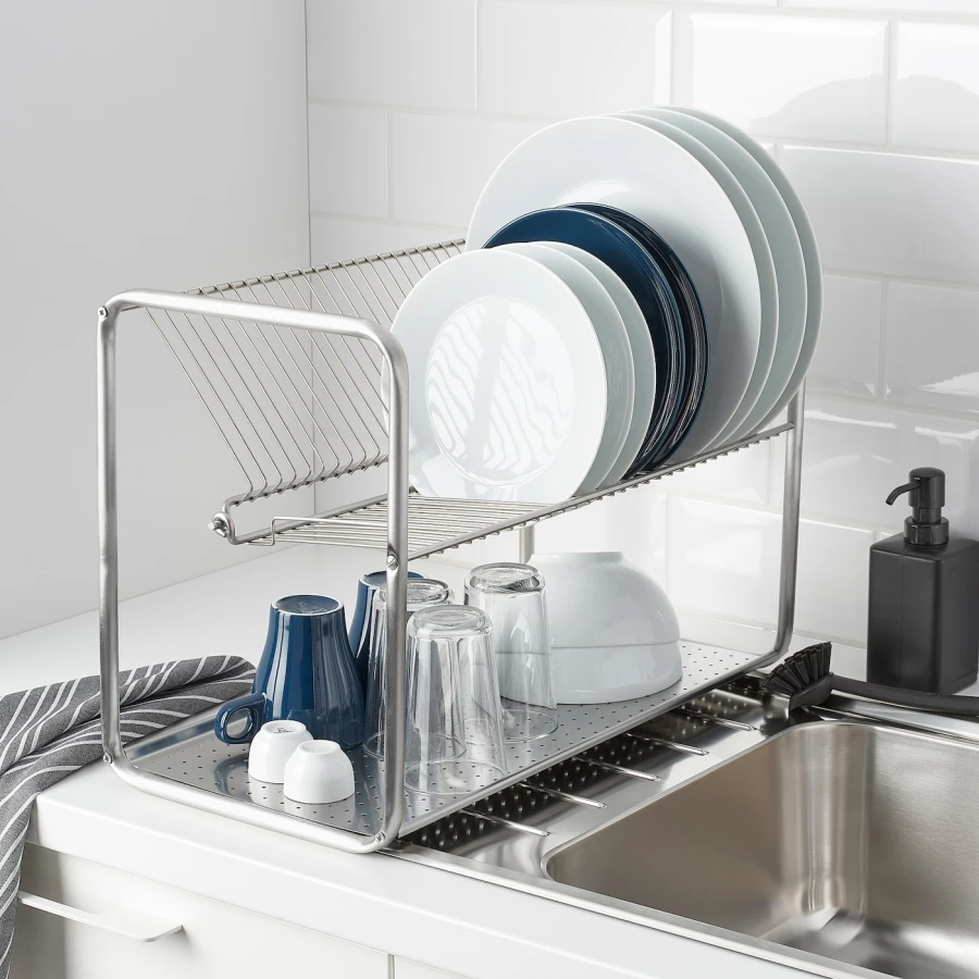 Сушилка для посуды - IKEA ORDNING, 27x50х36 см, нержавеющая сталь, ОРДНИНГ ИКЕА (изображение №3)
