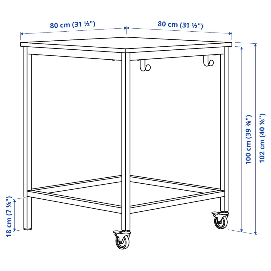 Стол - IKEA TROTTEN/ТРОТТЕН ИКЕА, 80х80х102 см, белый/черный (изображение №4)