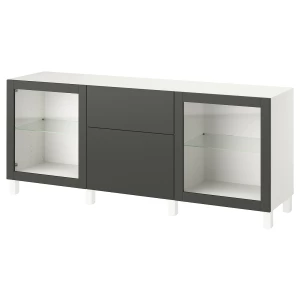 Комбинация с ящиками - IKEA BESTÅ/BESTA/БЕСТО ИКЕА, 180х42х74 см, темно-серый