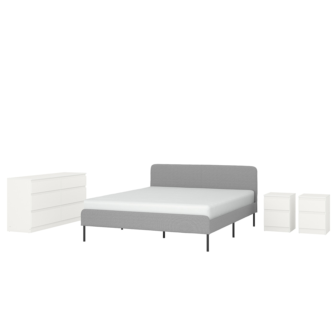 Комбинация мебели для спальни - IKEA SLATTUM/KULLEN, 200x140см, белый, СЛАТТУМ/КУЛЛЕН ИКЕА