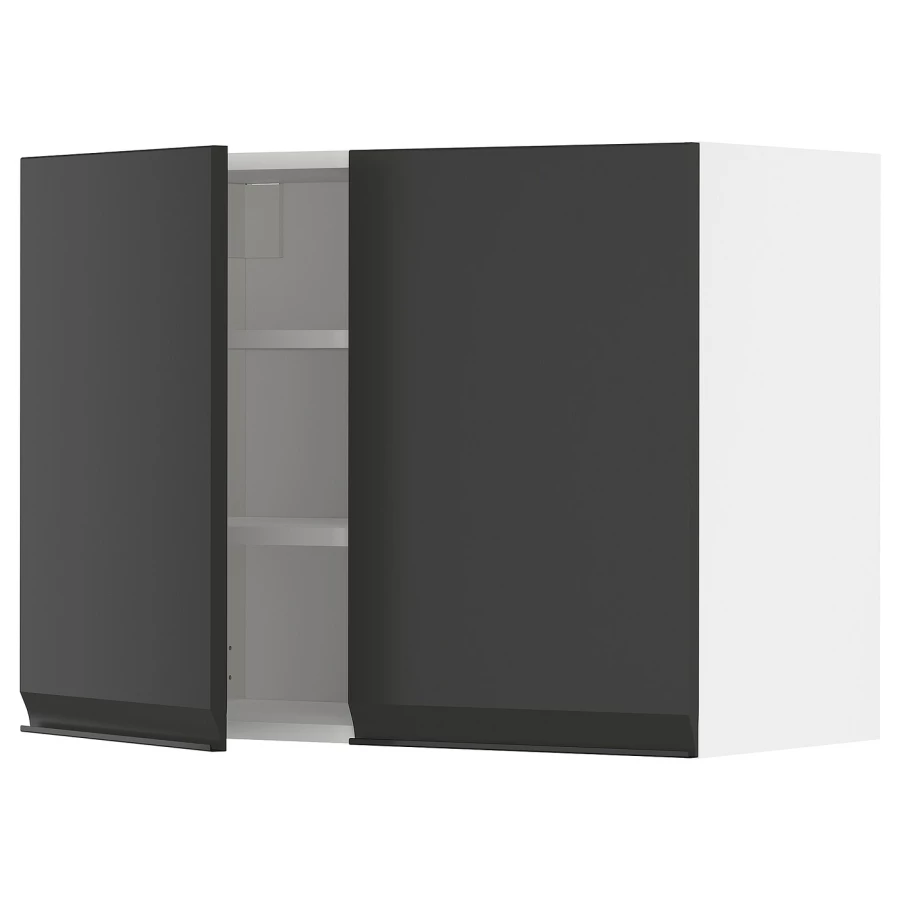 Навесной шкаф с полкой - METOD IKEA/ МЕТОД ИКЕА, 60х80 см, черный/белый (изображение №1)