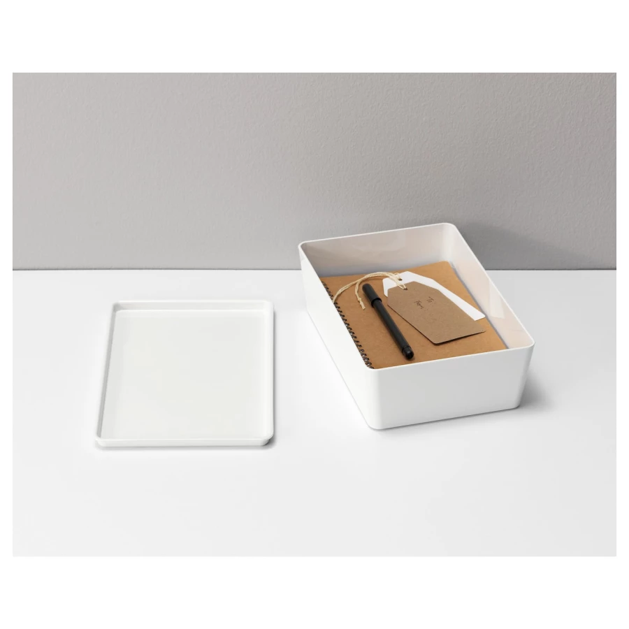 Коробка с крышкой - KUGGIS IKEA/  КУГГИС ИКЕА, 18x26x8 см, белый (изображение №5)