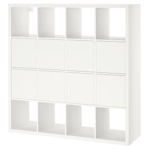 Стеллаж 16 ячеек с дверцами - IKEA KALLAX, 147х147 см, белый, КАЛЛАКС ИКЕА
