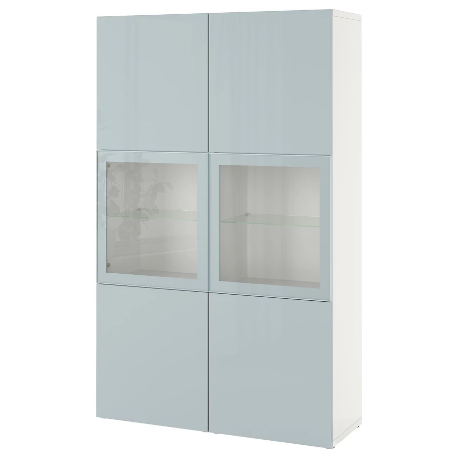 Книжный шкаф - BESTÅ/ BESTА IKEA/ БЕСТА/БЕСТО ИКЕА, 193х120 см, белый/светло-голубой (изображение №1)