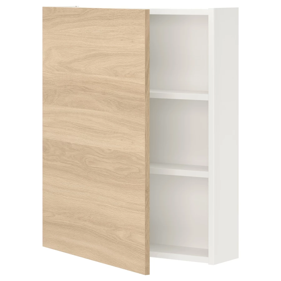 Настенный шкаф для ванной комнаты - ENHET IKEA/ ЭНХЕТ ИКЕА, 60x15x75 см, бежевый/белый (изображение №1)