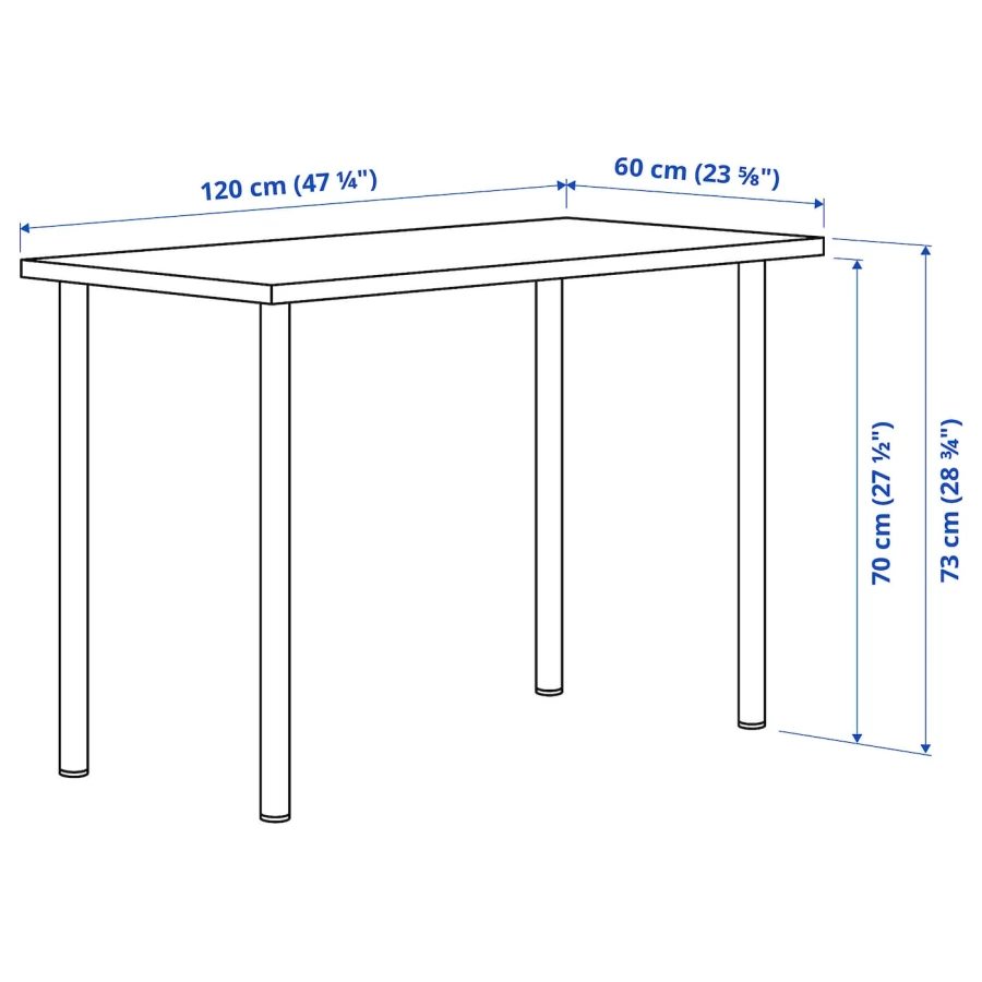 Письменный стол - LAGKAPTEN / ADILSK IKEA /  ЛАГКАПТЕН / АДИЛЬС ИКЕА,  120х60 см, черный/ под беленый дуб (изображение №5)