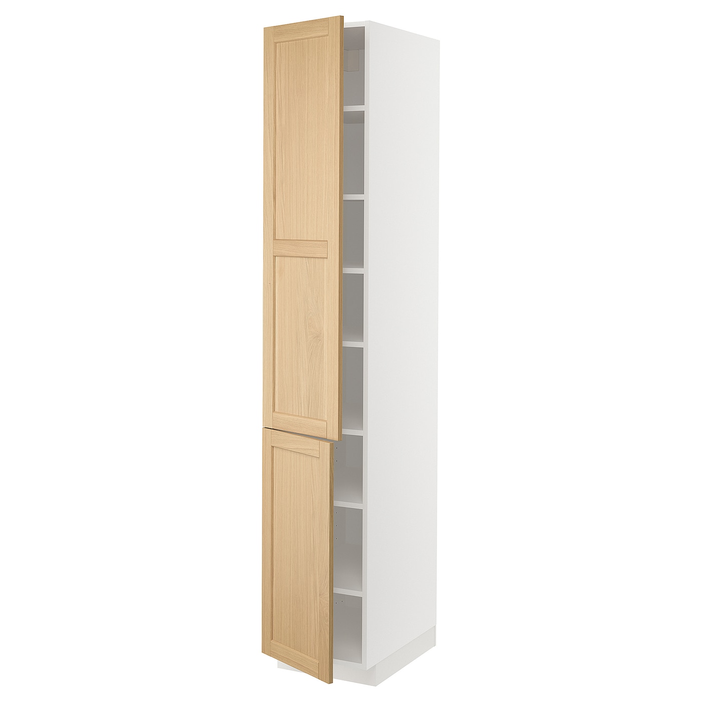 Высокий кухонный шкаф с полками - IKEA METOD/МЕТОД ИКЕА, 220х60х40 см, белый/светло-коричневый