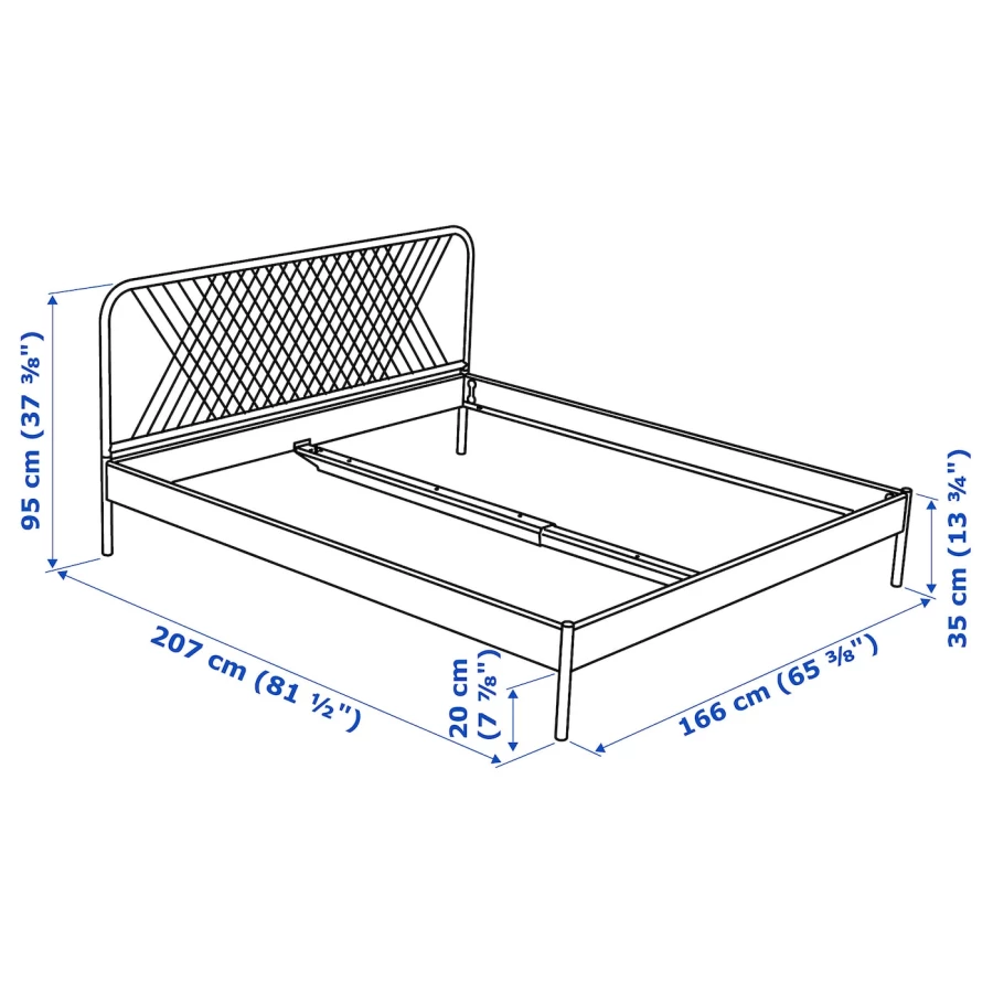 Каркас кровати - IKEA NESTTUN, 200х160 см, белый, НЕСТТУН ИКЕА (изображение №10)