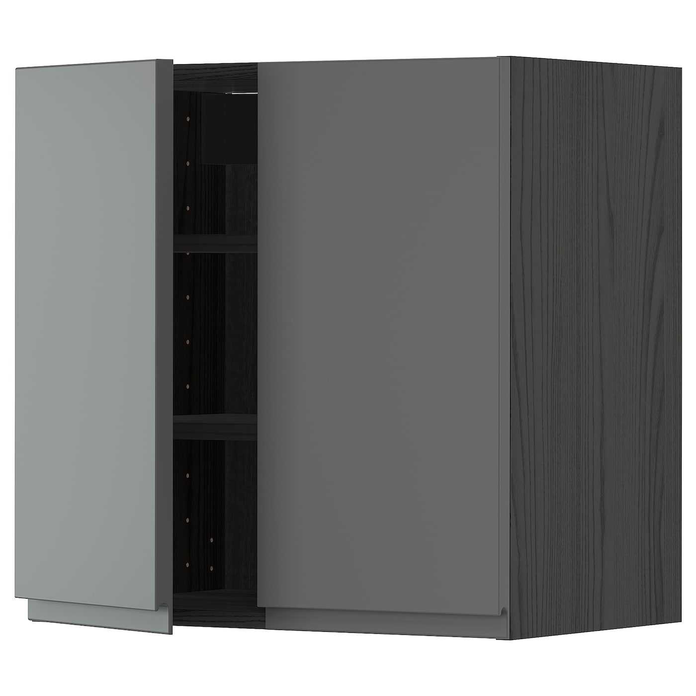 Навесной шкаф с полкой - METOD IKEA/ МЕТОД ИКЕА, 60х60 см, черный/темно-серый