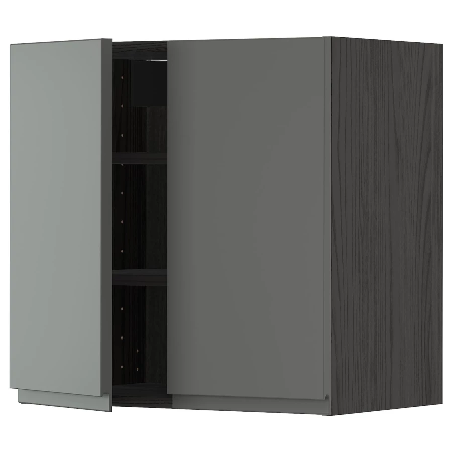 Навесной шкаф с полкой - METOD IKEA/ МЕТОД ИКЕА, 60х60 см, черный/темно-серый (изображение №1)