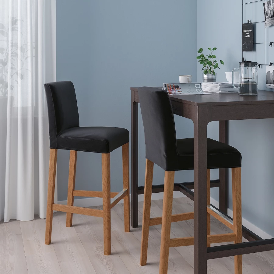 Барный стул со спинкой - BERGMUND IKEA/БЕРГМУНД ИКЕА, 110х45х49 см, черный (изображение №2)