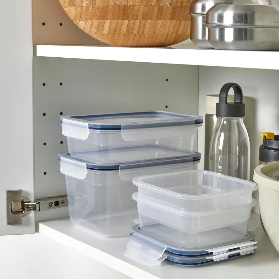 Набор контейнеров для продуктов с крышкой, 4 шт. - IKEA 365+, 1/2/0.75 л, пластик, ИКЕА 365+ (изображение №3)