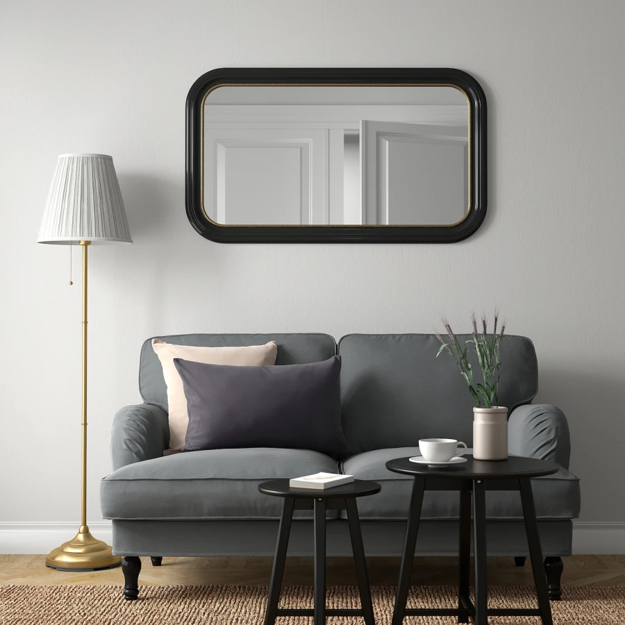Настенное зеркало - ALMARÖD / ALMARОD  IKEA/ АЛМАРОД ИКЕА, 70x120 см, черный (изображение №3)