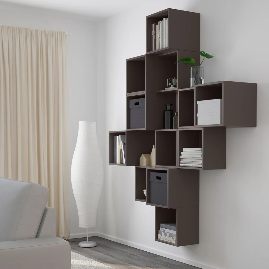 Комбинация навесных шкафов - IKEA EKET, 175x35x210 см, темно-серый, ЭКЕТ ИКЕА (изображение №3)