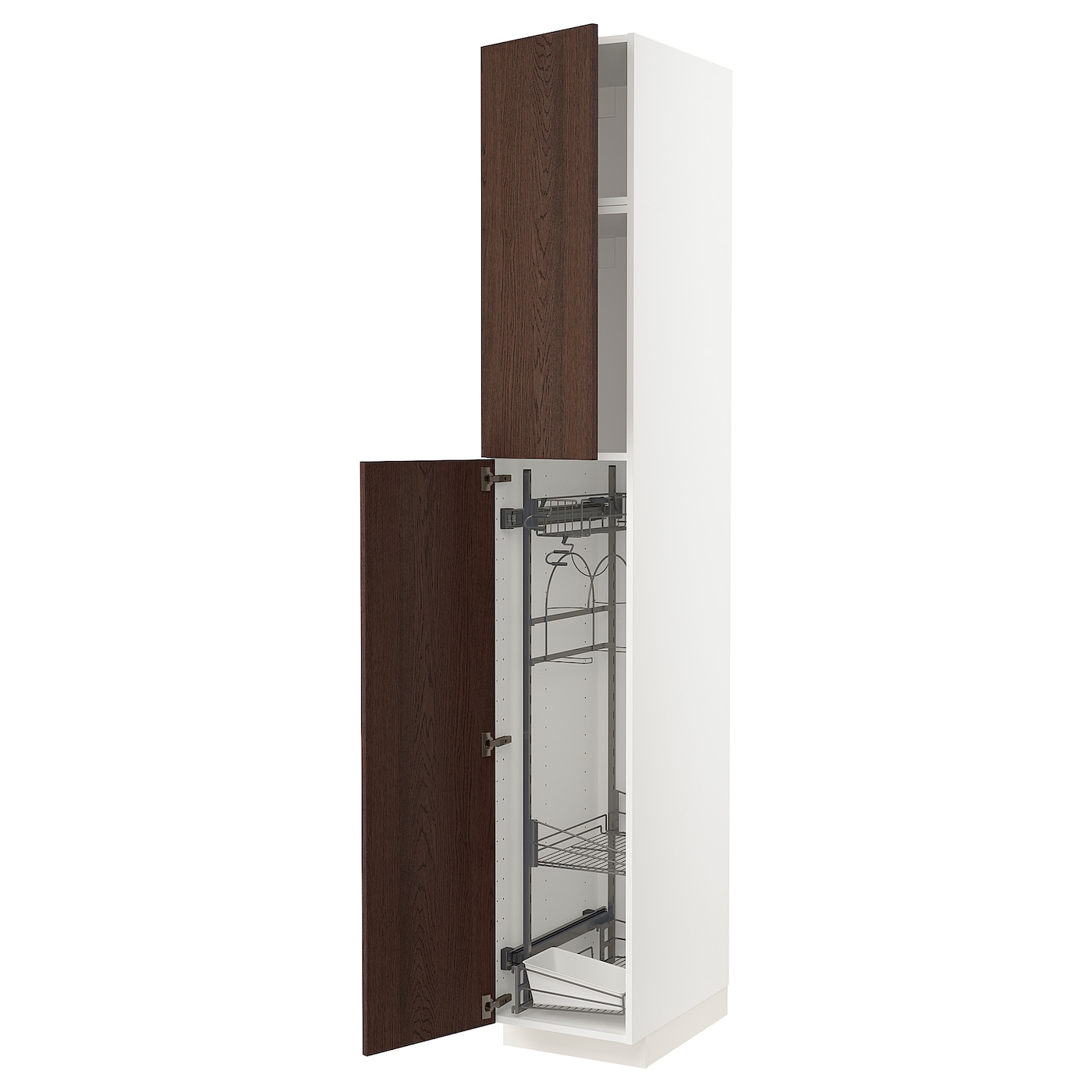 Высокий шкаф/бытовой - IKEA METOD/МЕТОД ИКЕА, 240х60х40 см, белый/коричневый