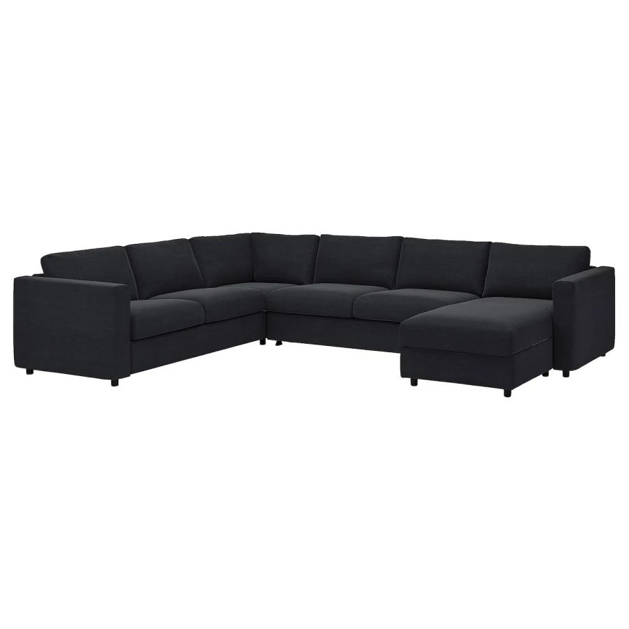 5-местный угловой диван со спальным местом - IKEA VIMLE/SAXEMARA, сине-черный, 349/249х164/98х83 см, 140х200 см, ВИМЛЕ ИКЕА (изображение №2)