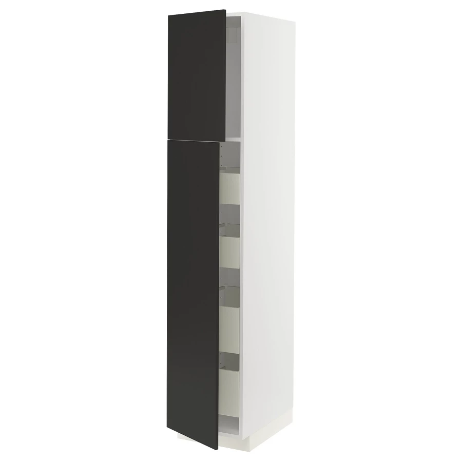 Высокий шкаф - IKEA METOD/MAXIMERA/МЕТОД/МАКСИМЕРА ИКЕА, 200х60х40 см, белый/черный (изображение №1)