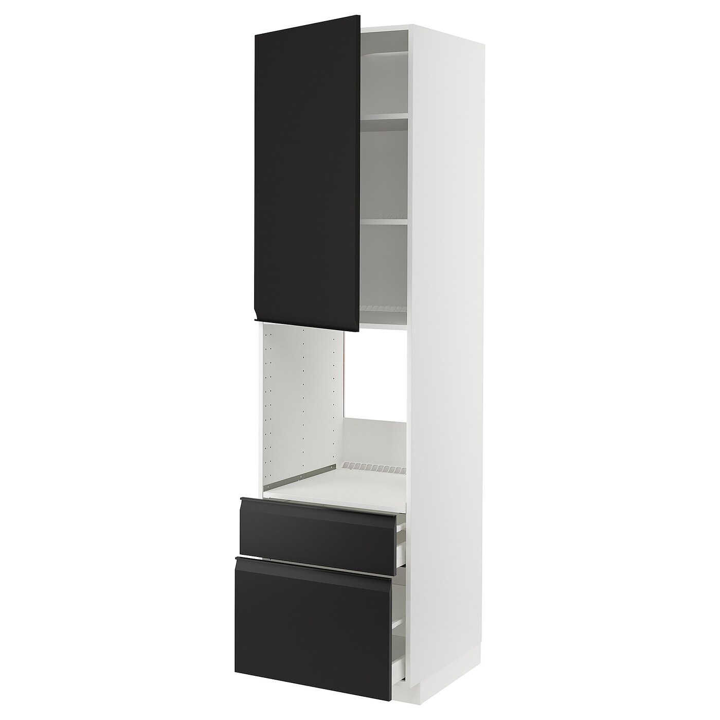 Высокий шкаф - IKEA METOD/MAXIMERA/МЕТОД/МАКСИМЕРА ИКЕА, 220х60х60 см, белый/черный