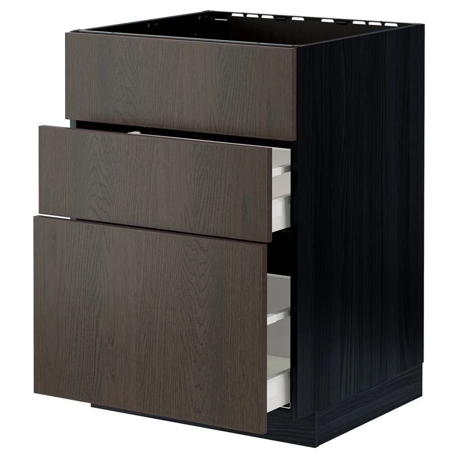 Напольный шкаф - IKEA METOD MAXIMERA, 80x60x62см, черный/темно-коричневый, МЕТОД МАКСИМЕРА ИКЕА (изображение №1)